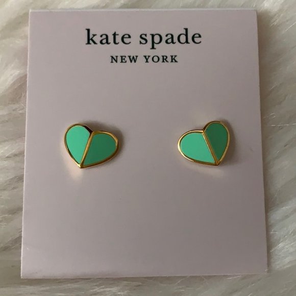 KATE SPADE Heritage Spade Heart Earrings in Mint - Picture 1 of 2